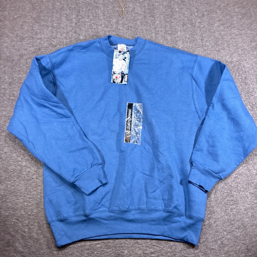 New Munsingwear Sweatshirt Mens Large Blue‎ Vintage Deadstock Blank 90s USA MADE